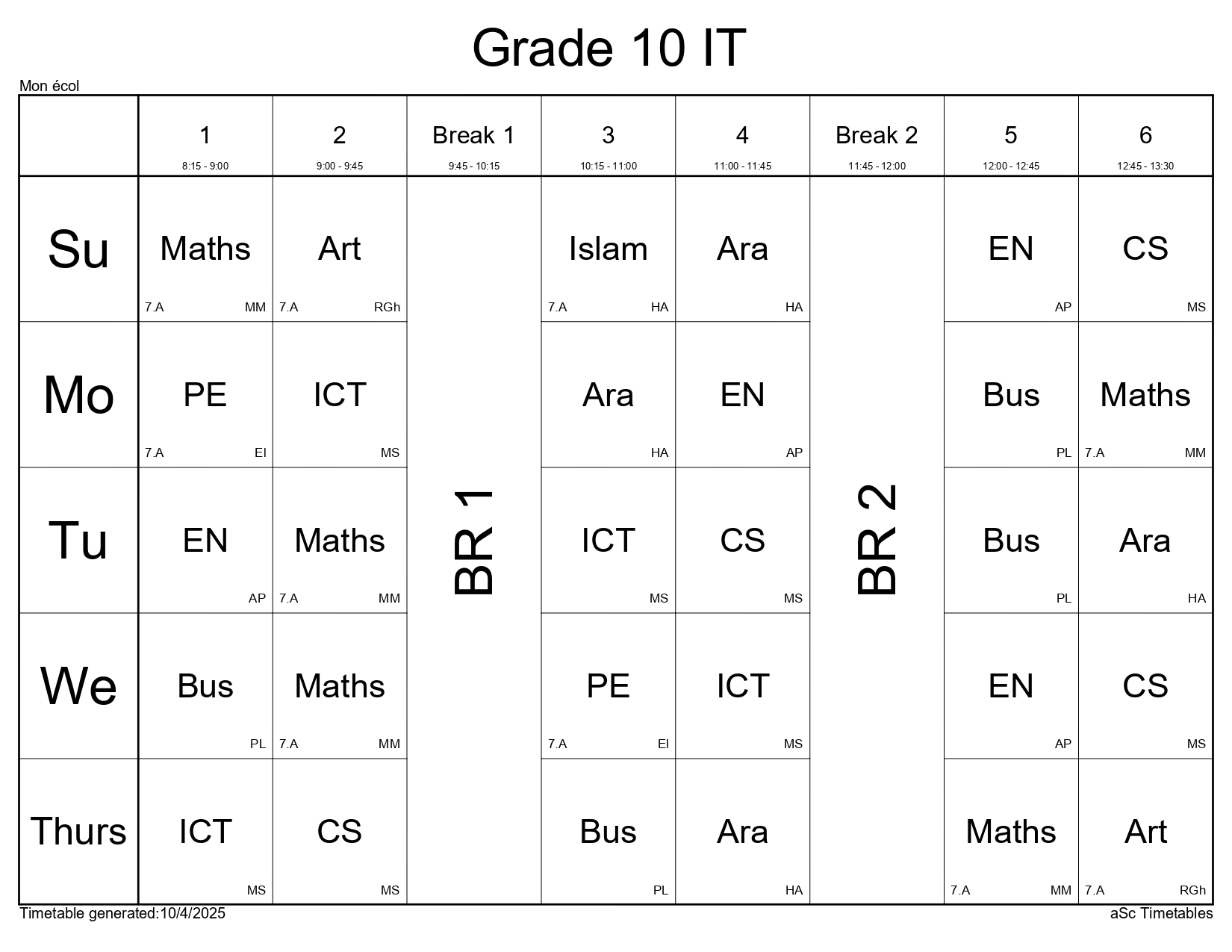 الجدول الدراسي - صفحة 16